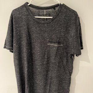 Rag & Bone Men’s Black Heather Owen Linen Crew-Neck T-Shirt in Medium